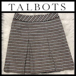 Talbots Wool Blend Houndstooth Pleated Skirt
